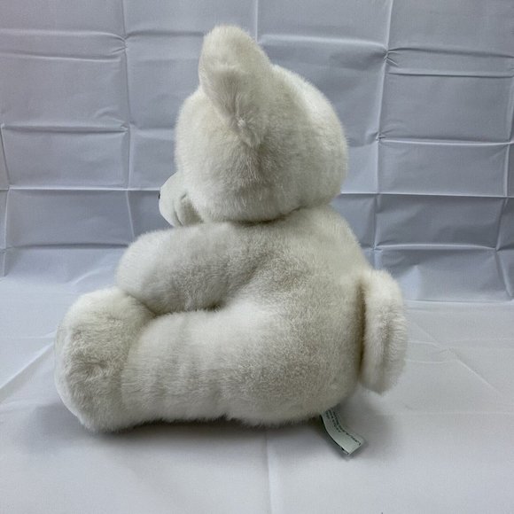 JS Toys White Teddy Bear 12" Plush Embroidered I Love You Paws Stuffed Animal - Picture 3 of 8